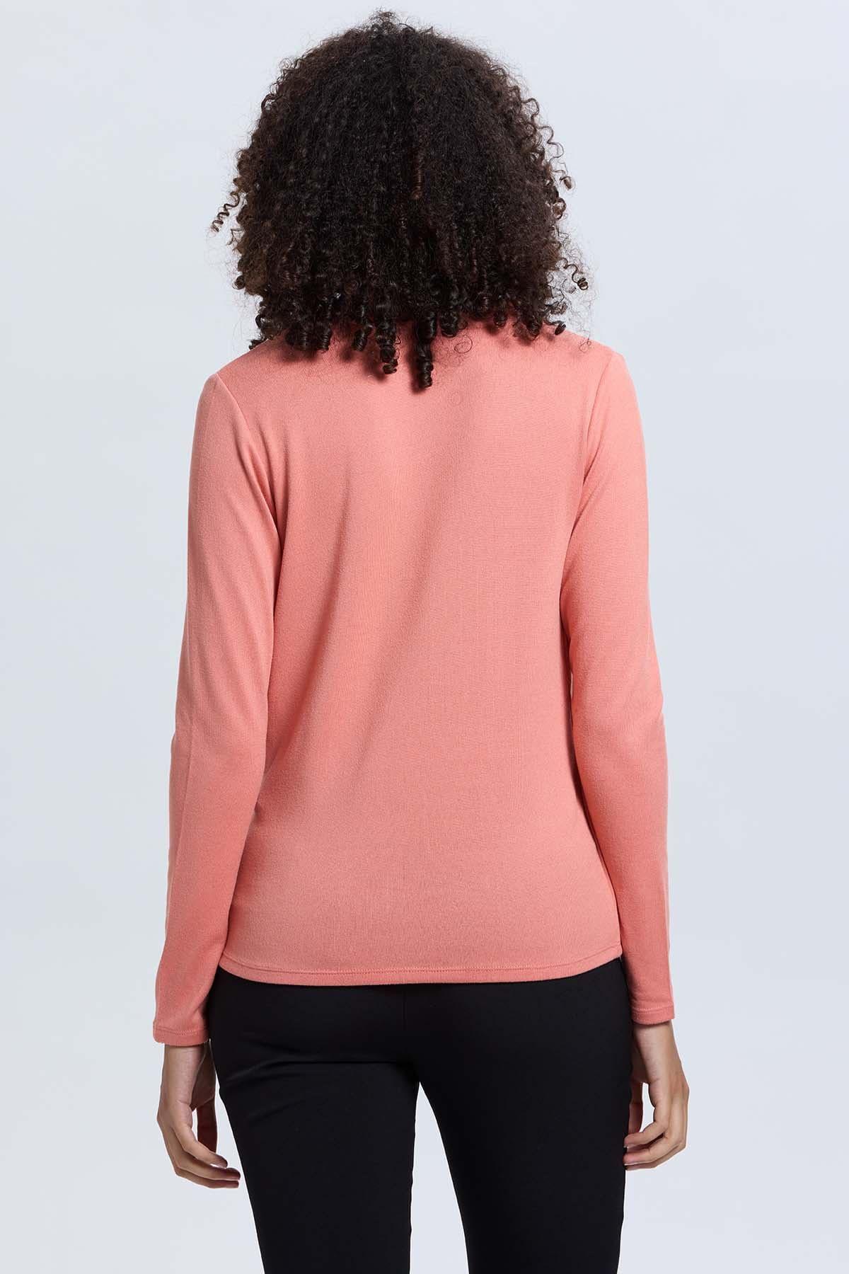 Sweater Mujer Escote V Coral-2