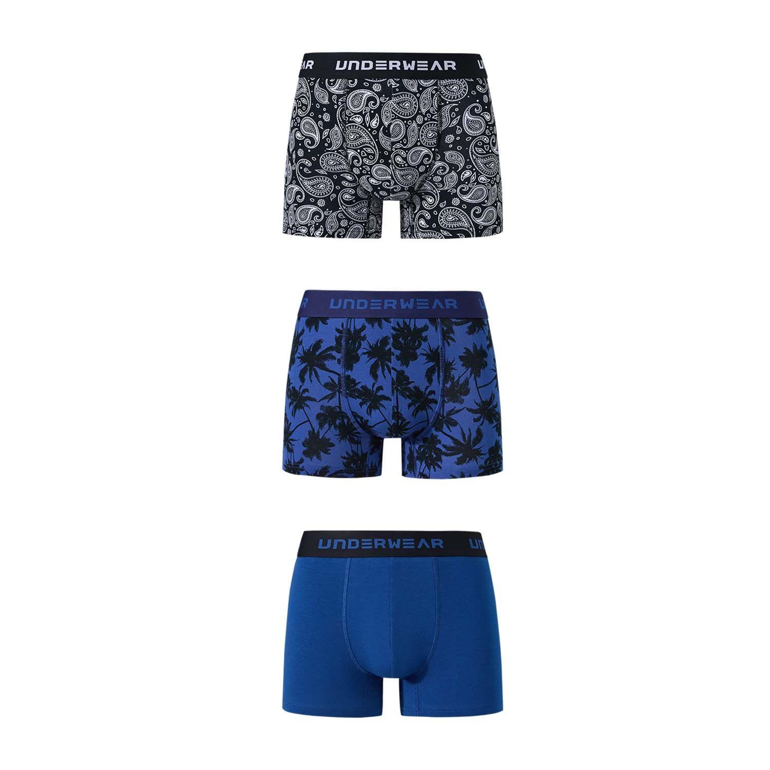 Boxer Hombre Tripack Liso Azul Iv-0