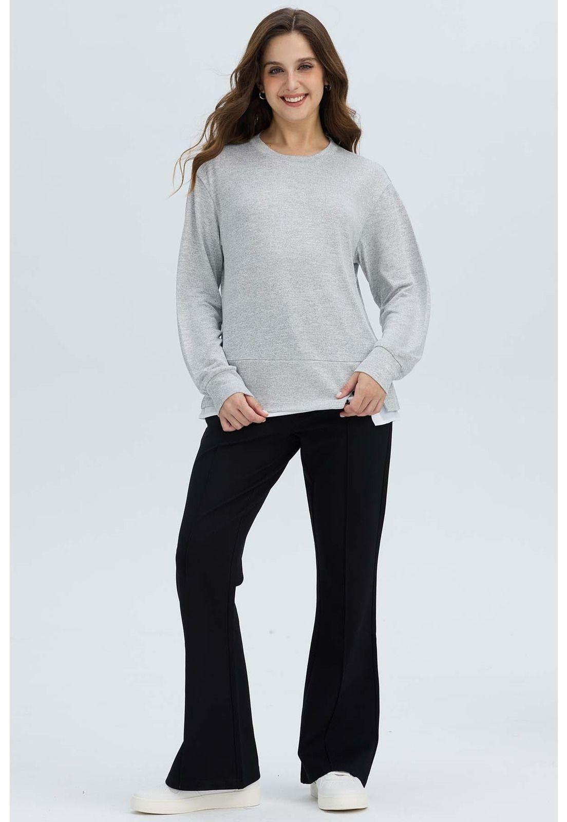 Sweater Mujer Basta Gris Melange-3