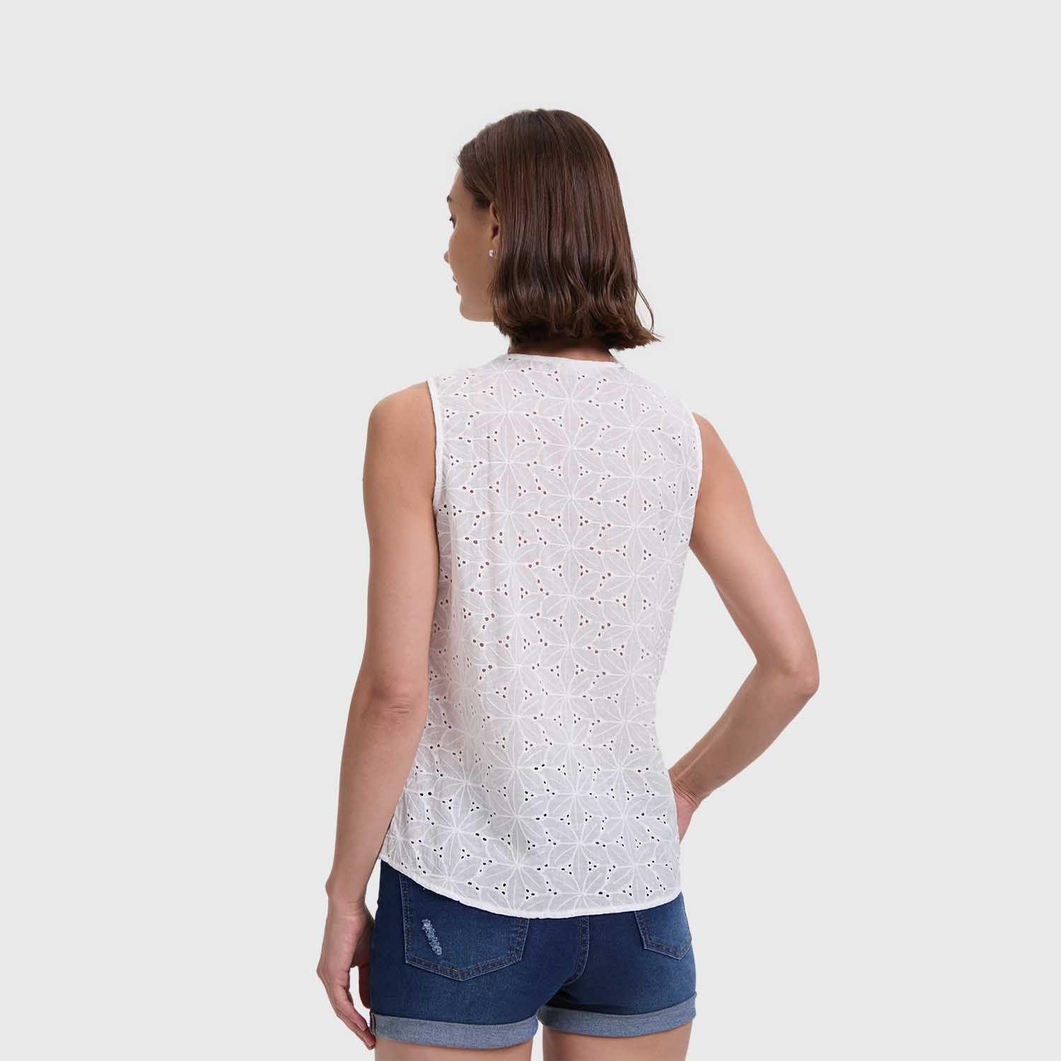 Blusa Mujer Broderie Vuelo Delantero Blanco Fashion's Park-2
