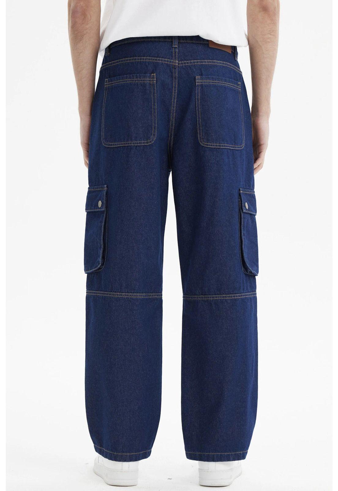 Jeans Hombre Calce Recto Cargo Azul Oscuro-2