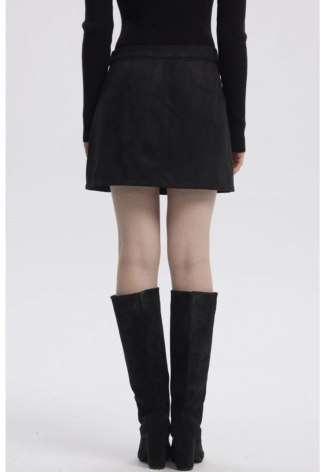 Falda Mujer Gamuza Negro-2