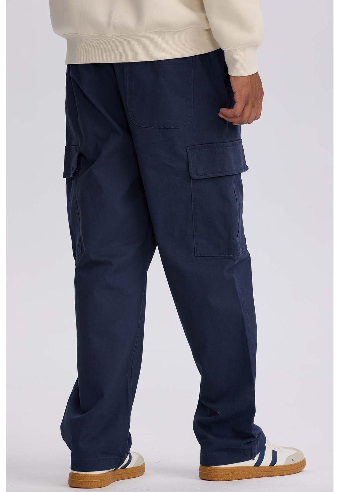 Pantalón Hombre Cargo Calce Recto Azul Oscuro-2