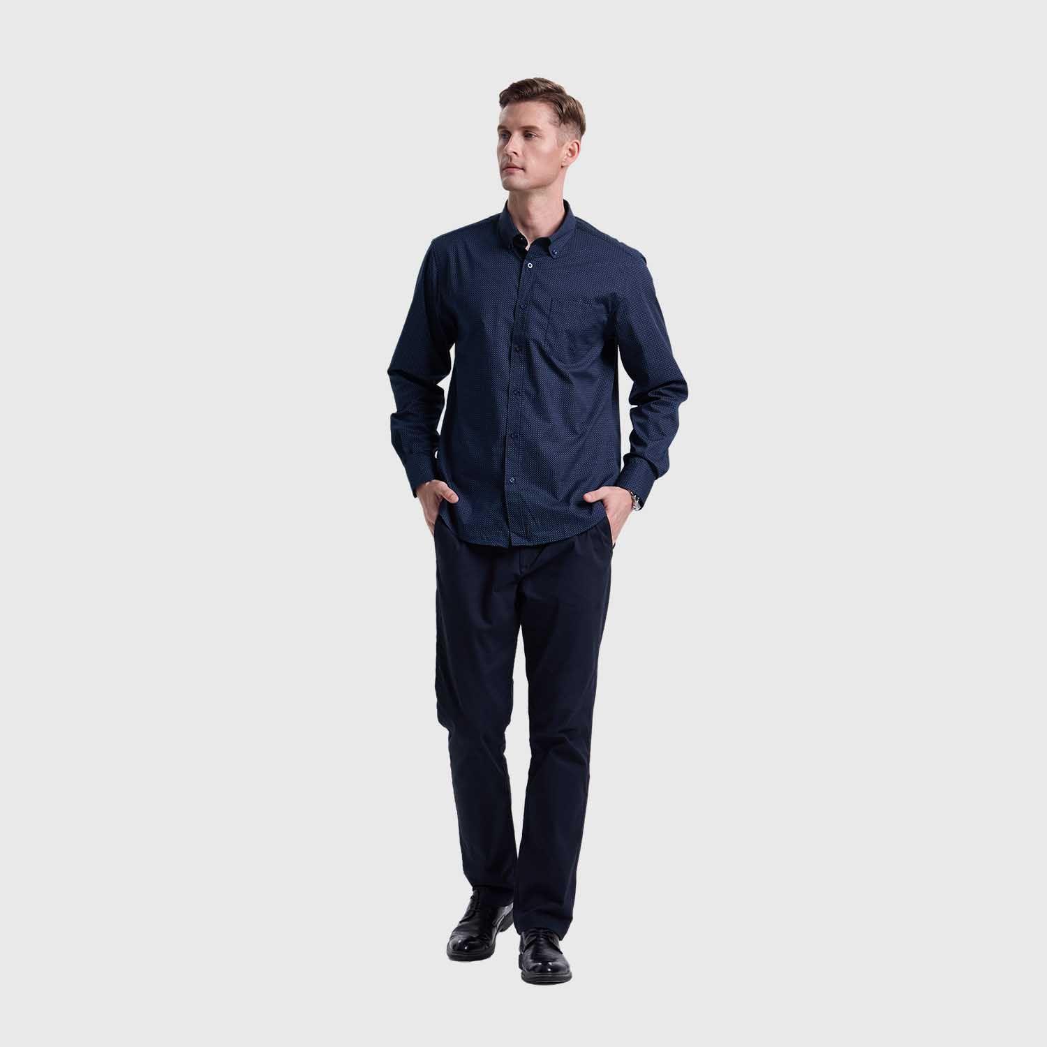 Camisa Hombre Fantasía Azul Marino Fashions Park-3