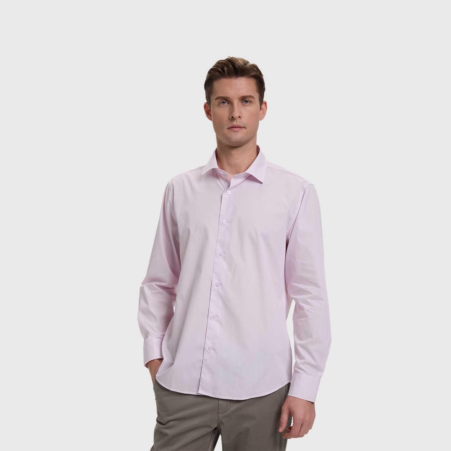 Camisa Hombre Cuello Italiano Lila Claro Fashion's Park-1