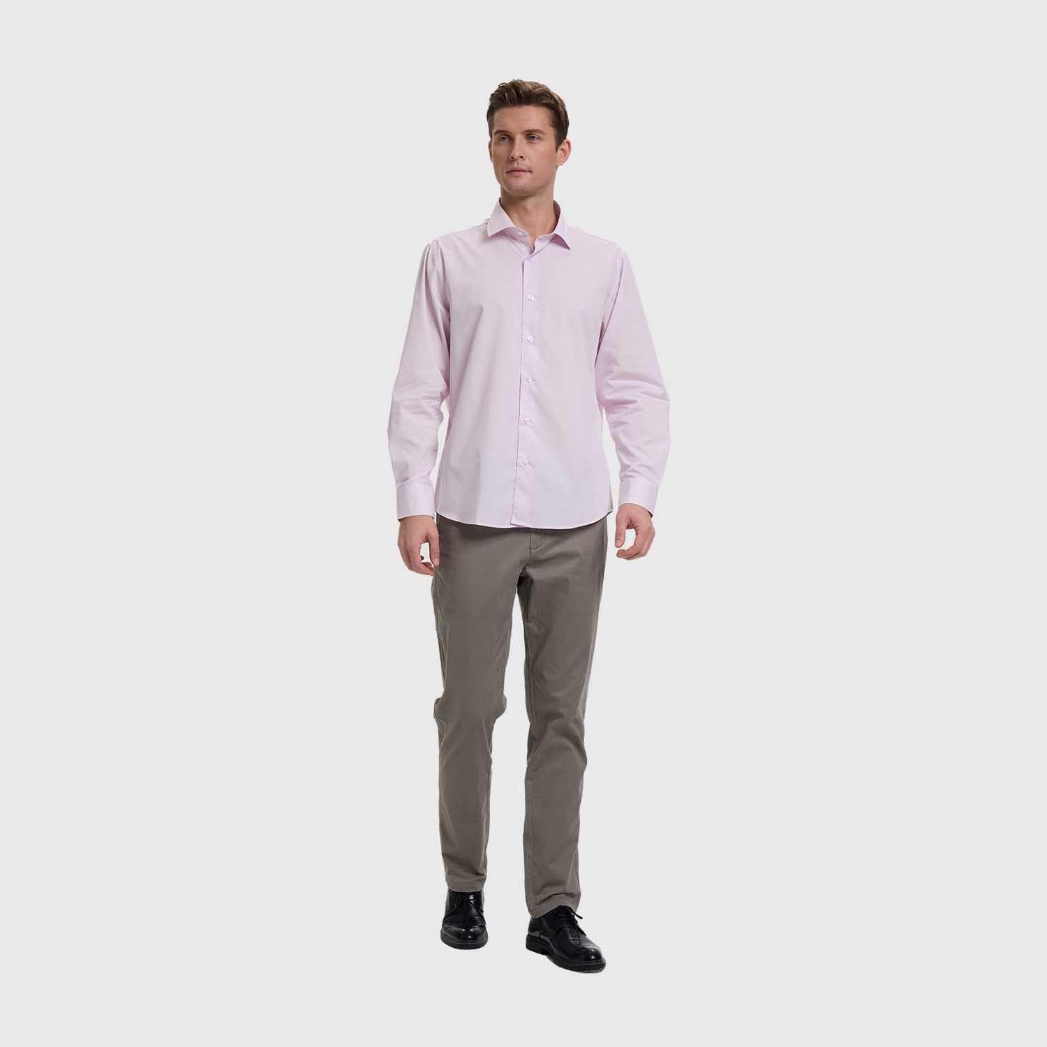 Camisa Hombre Cuello Italiano Lila Claro Fashion's Park-3