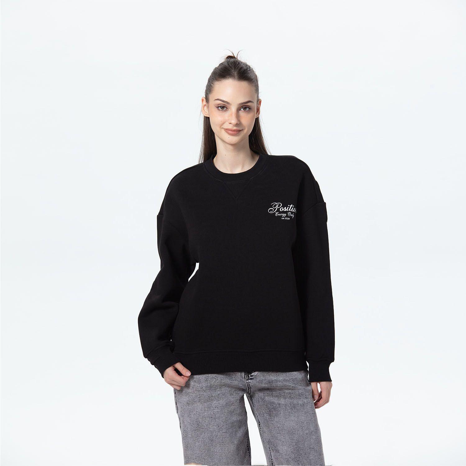 Polerón Mujer Oversize Print Negro Fsp II-0