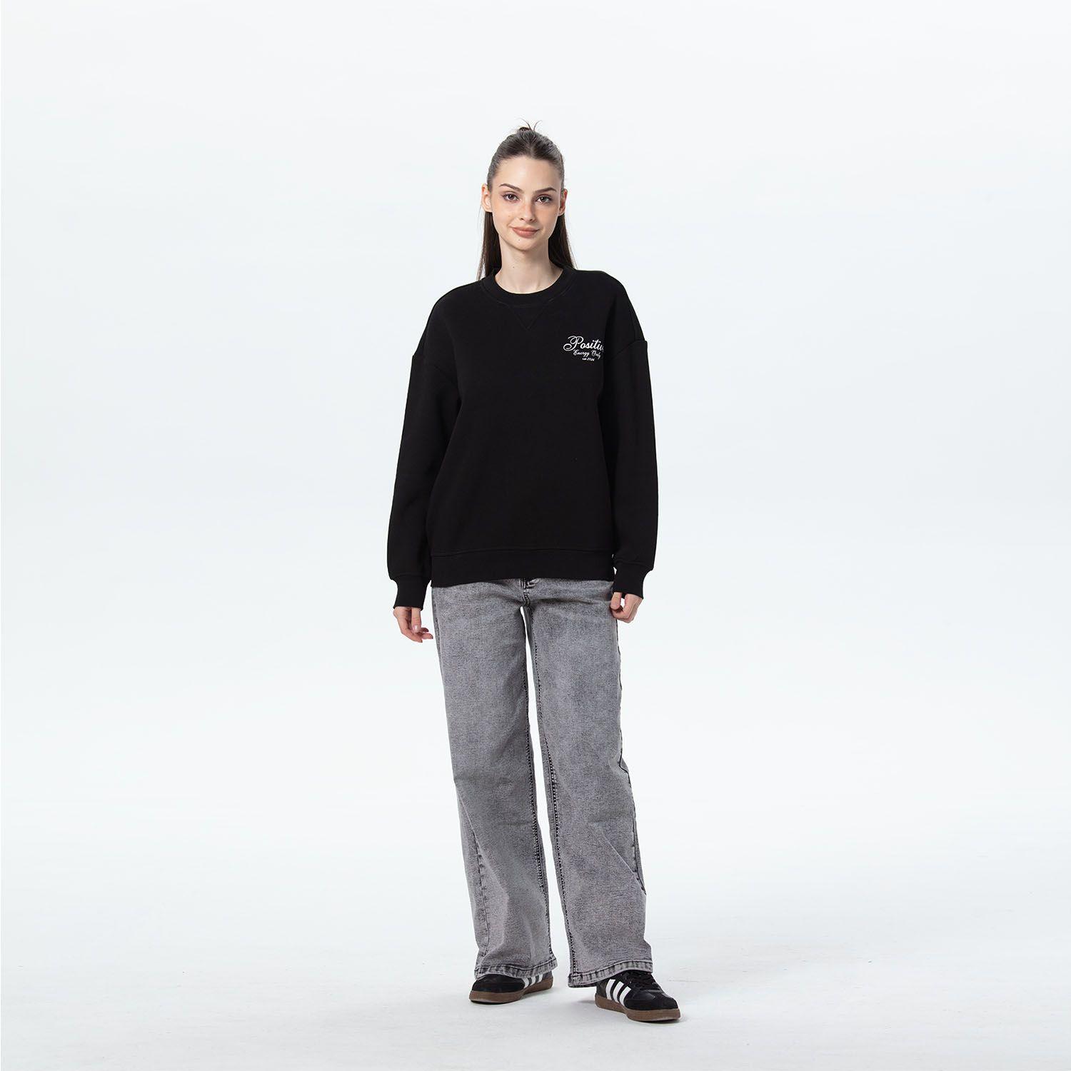 Polerón Mujer Oversize Print Negro Fsp II-3