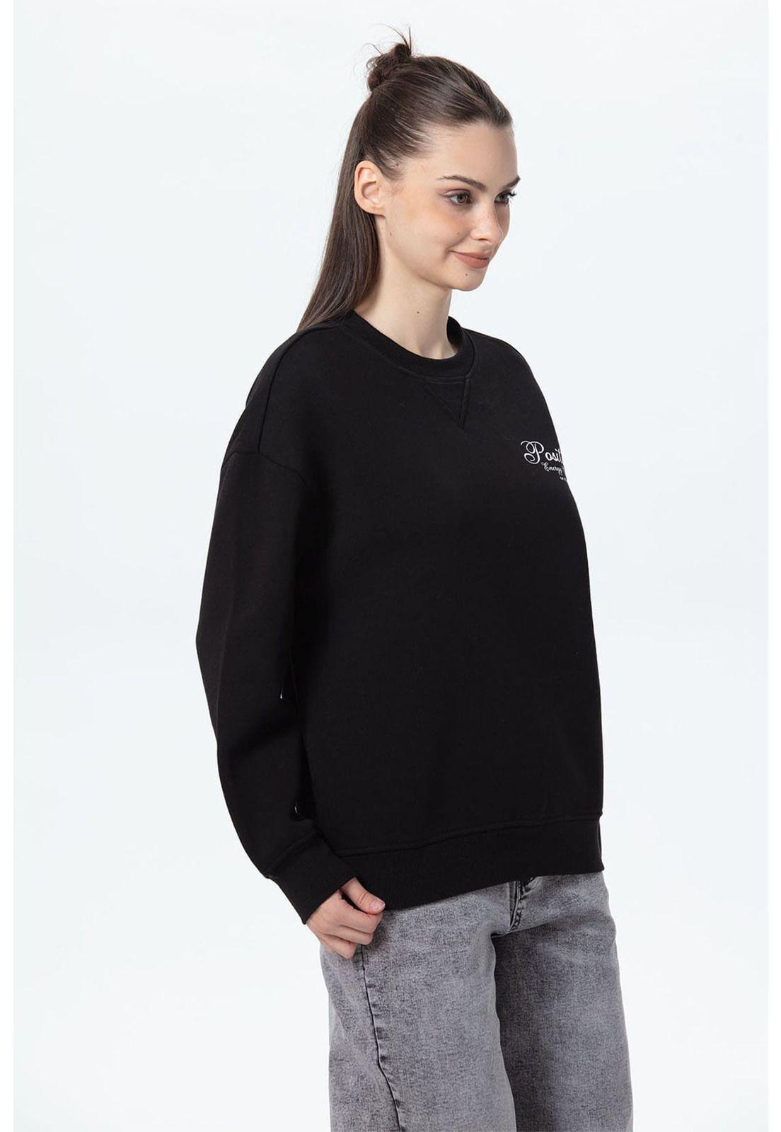 Polerón Mujer Oversize Print Negro - ll-1