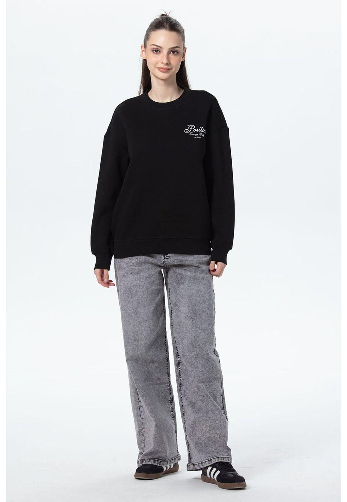 Polerón Mujer Oversize Print Negro - ll-3