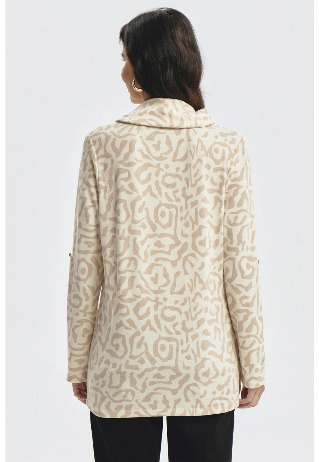 Sweater Mujer Cuello Drapeado Beige Oscuro-2