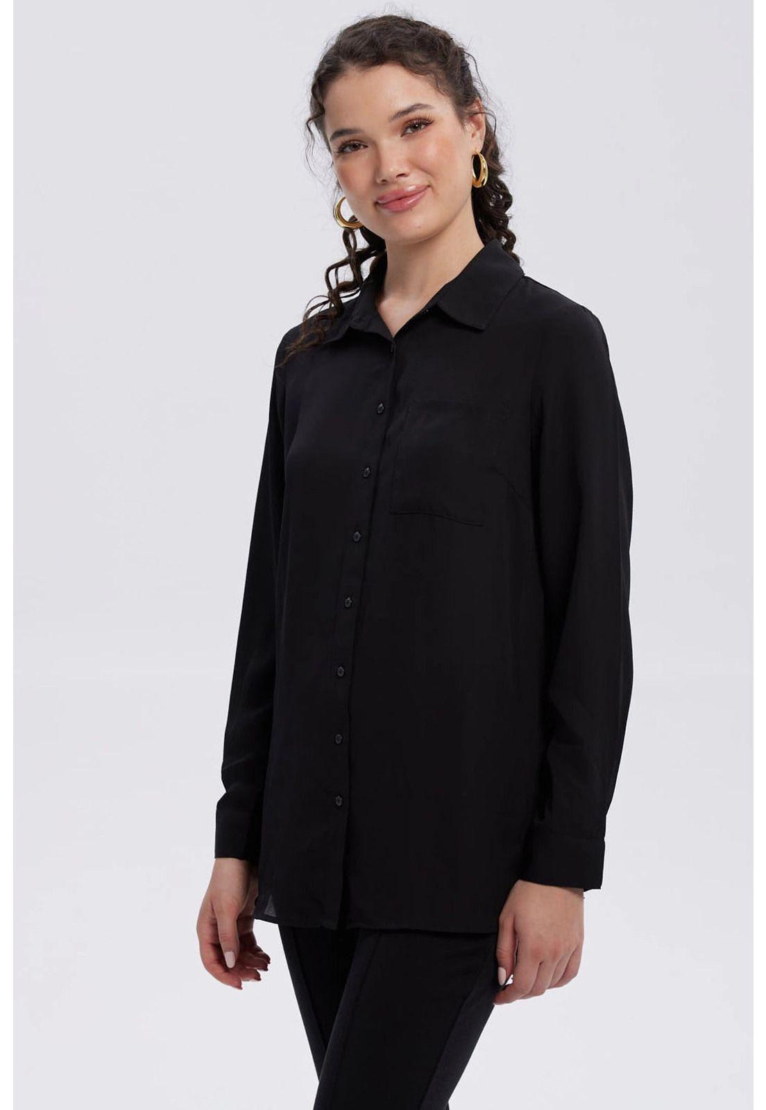 Blusa Mujer Abotonada Negro-1
