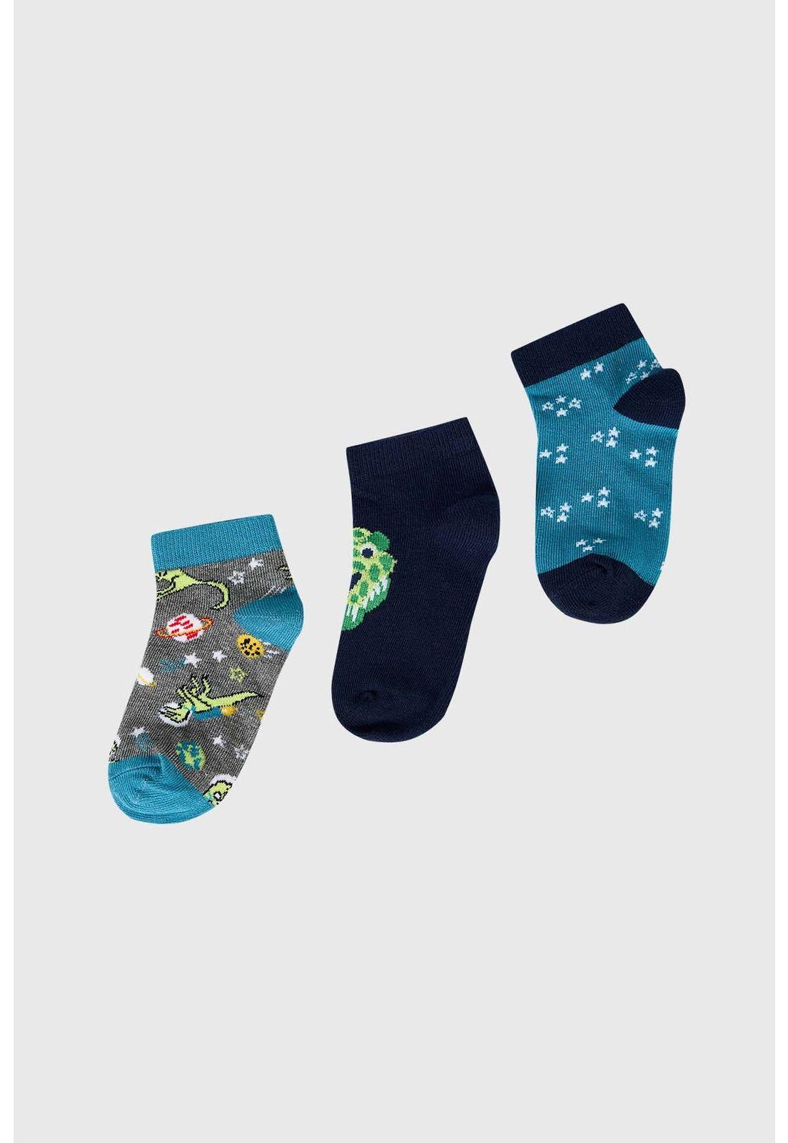 Calceta Deportiva Niño Tripack Azul Marino-0