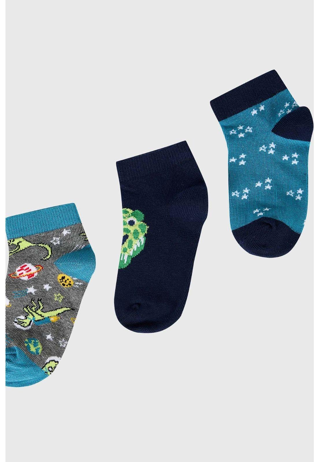 Calceta Deportiva Niño Tripack Azul Marino-1