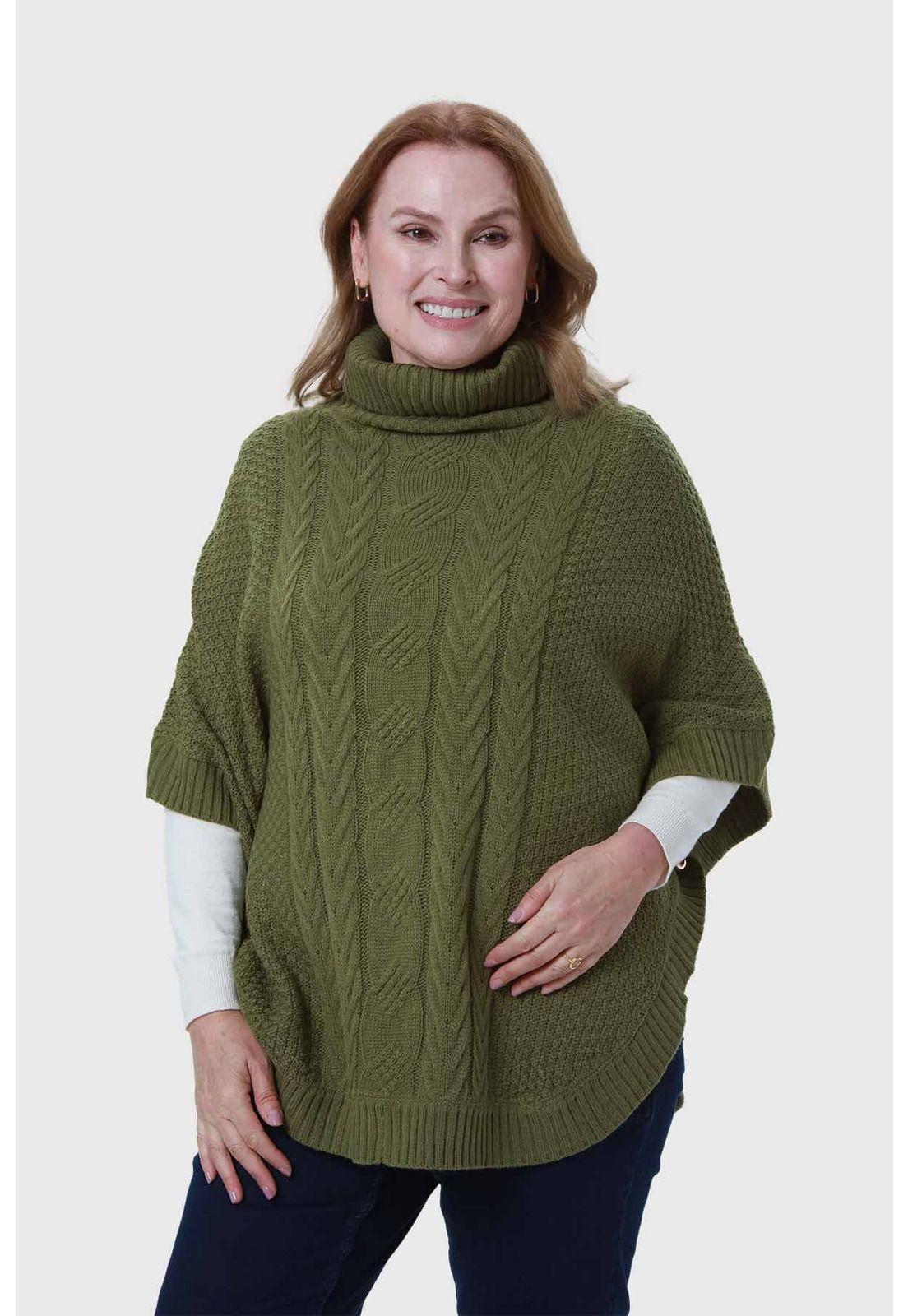 Sweater Mujer Poncho Verde-0