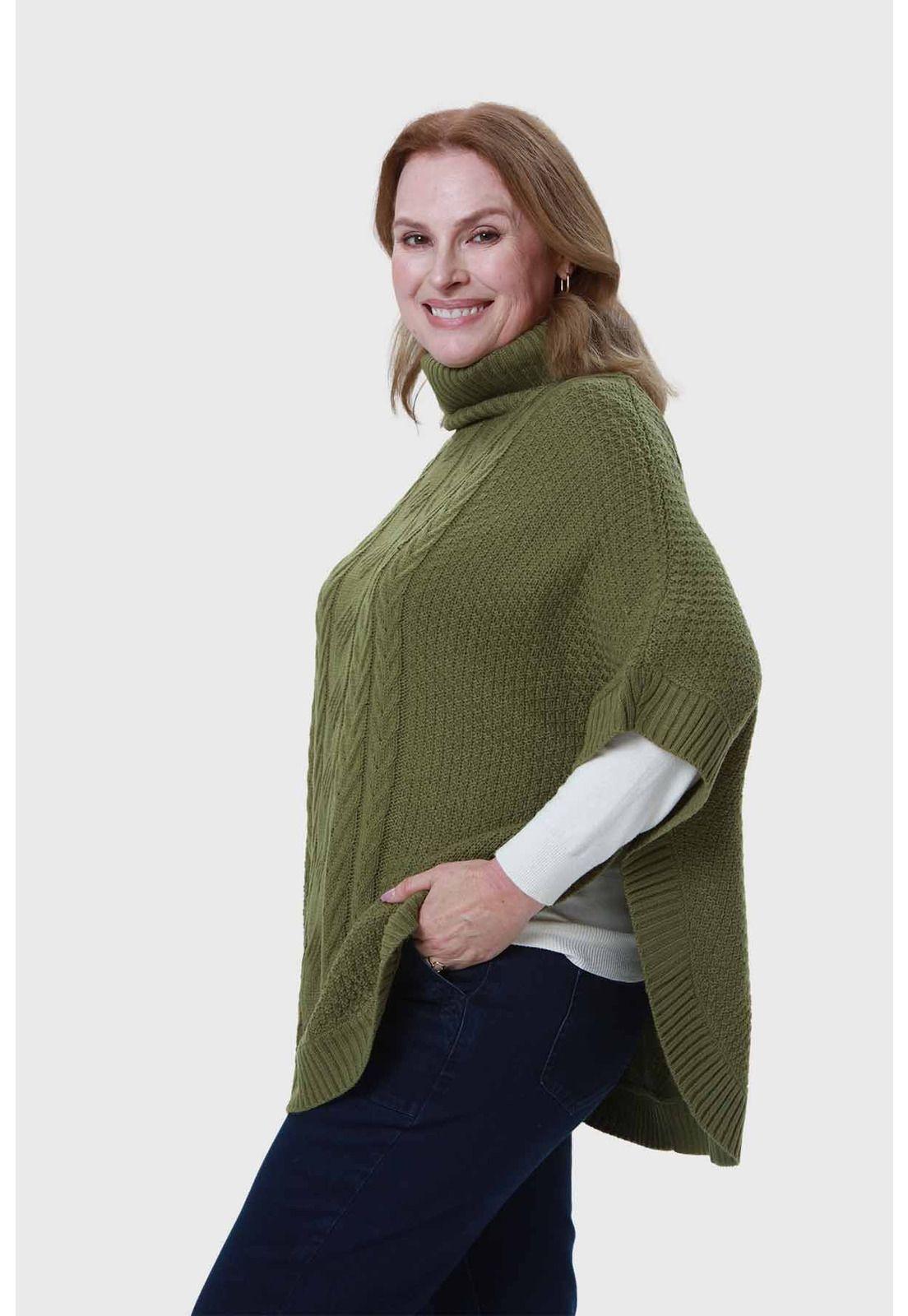 Sweater Mujer Poncho Verde-1