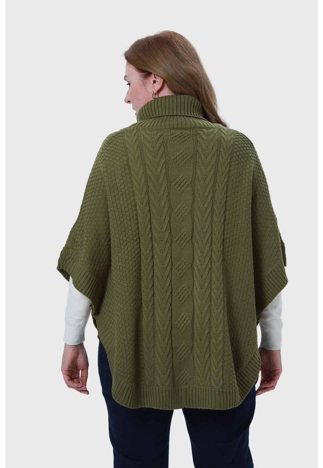 Sweater Mujer Poncho Verde-2