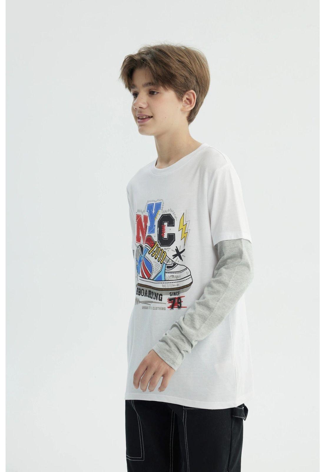 Polera Niño Básica Print Blanco - lV-1