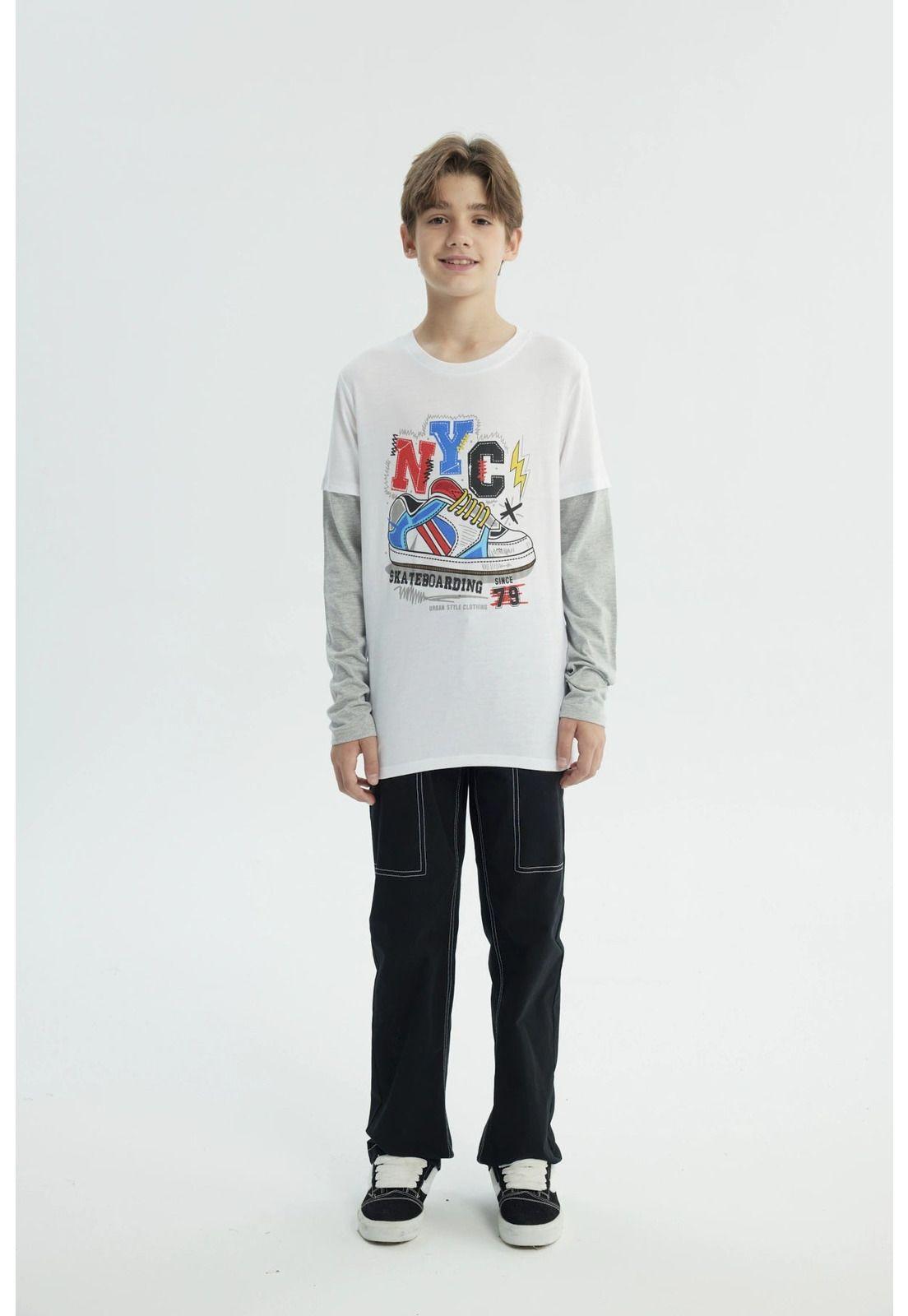Polera Niño Básica Print Blanco - lV-3