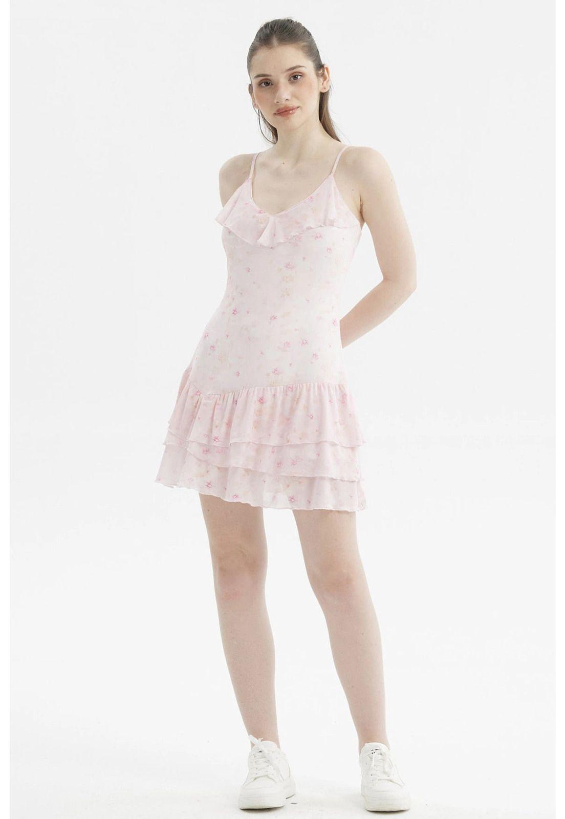 Vestido Mujer Corto Escote Vuelos Y Basta Crudo-0