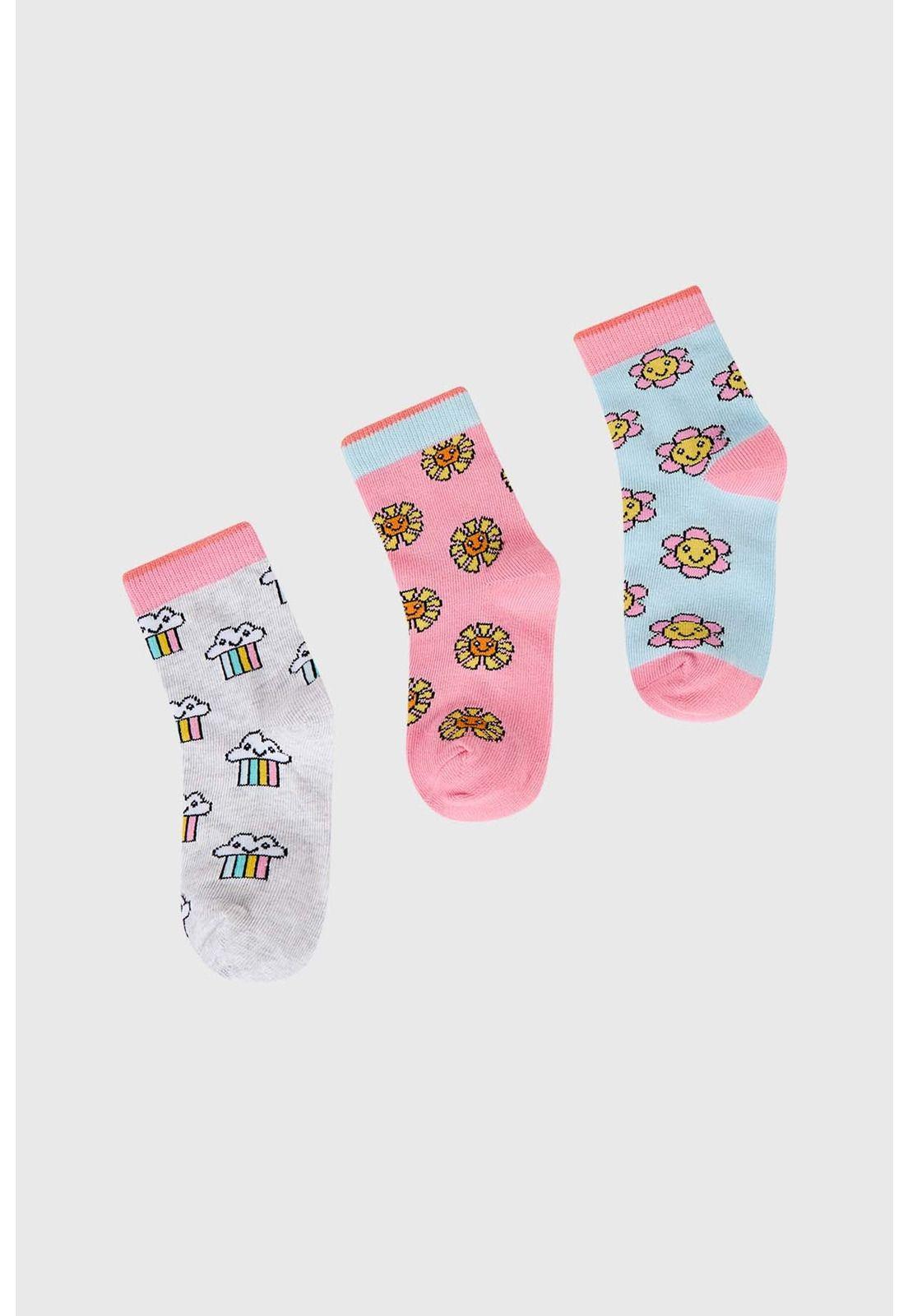 Calcetín Niña Tripack Rosado-0