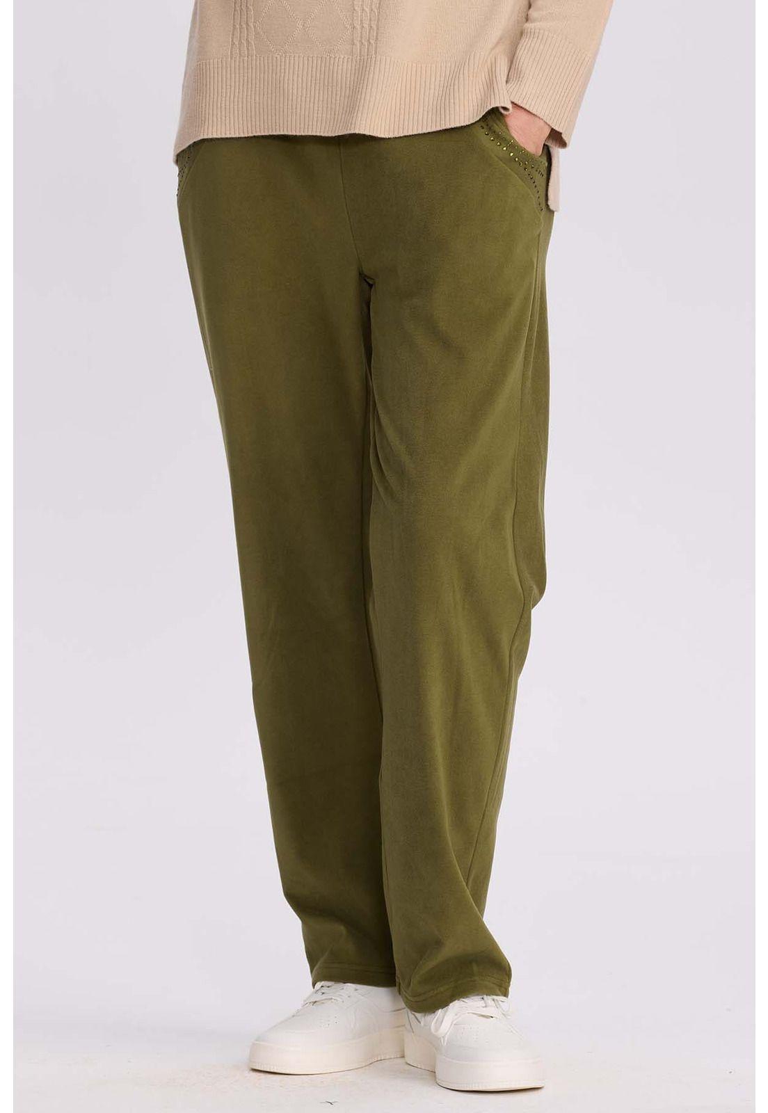 Pantalón Buzo Mujer Detalle Strass Verde-0