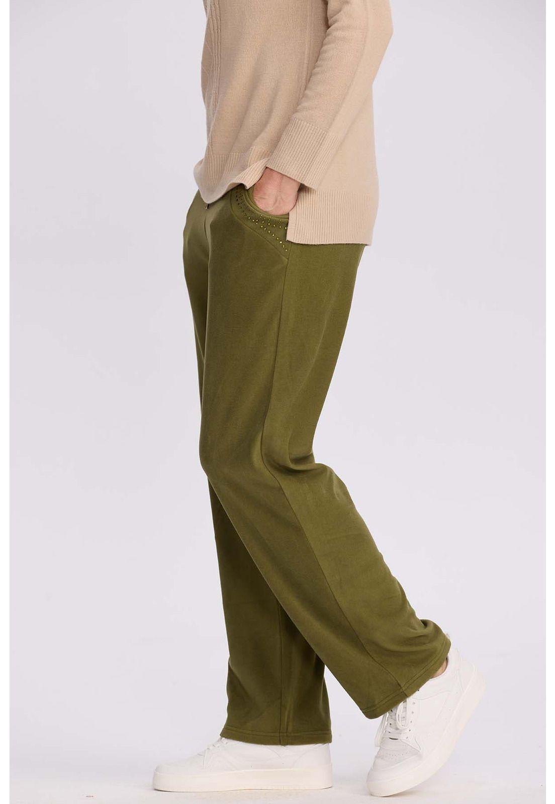 Pantalón Buzo Mujer Detalle Strass Verde-1