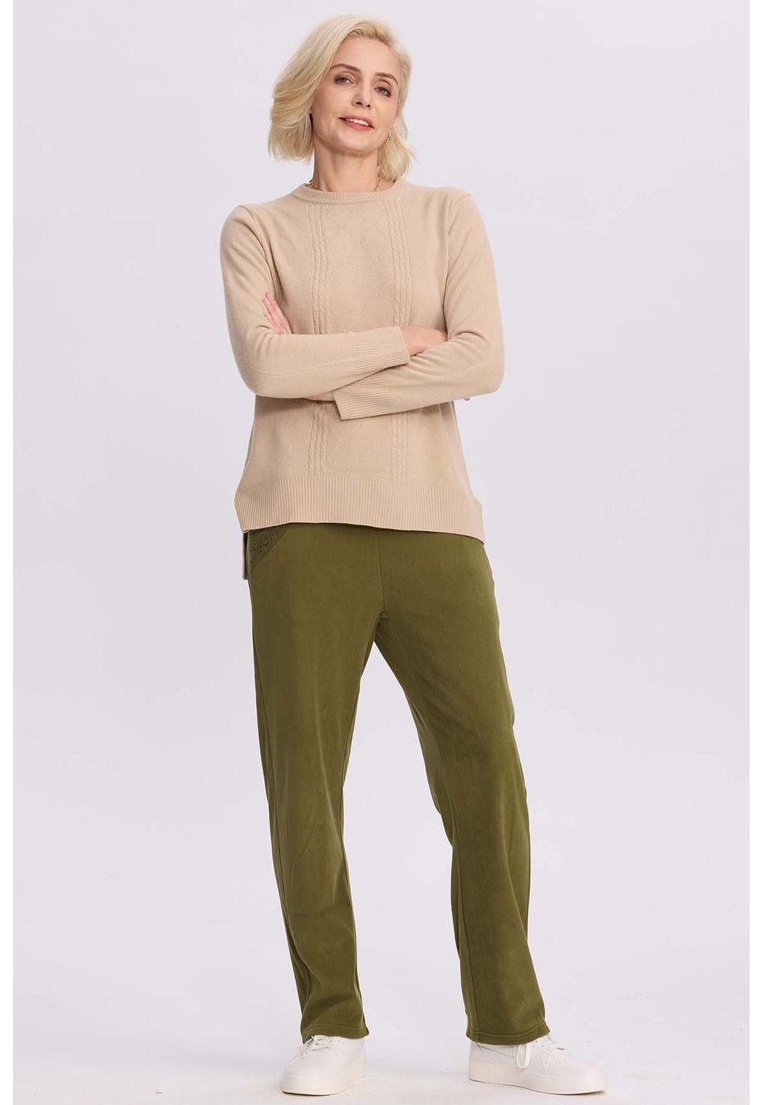 Pantalón Buzo Mujer Detalle Strass Verde-3