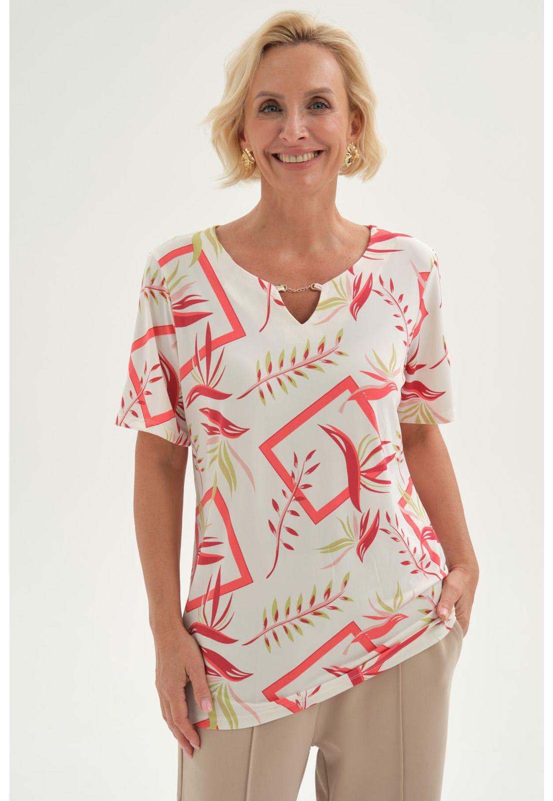 Polera Mujer Full Estampado Aplicación Crudo-0