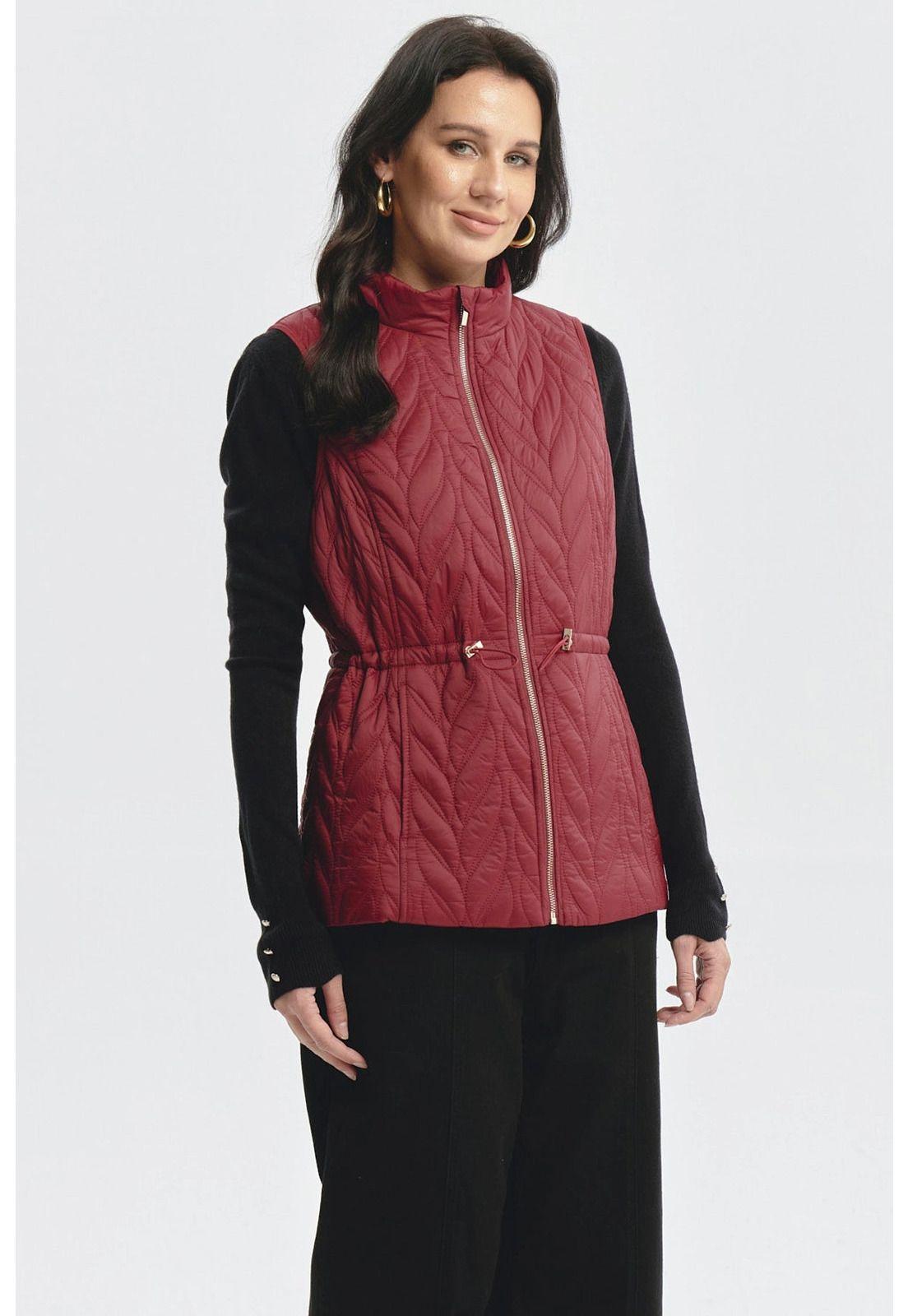 Parka Mujer Con Rombos Rojo Oscuro-1