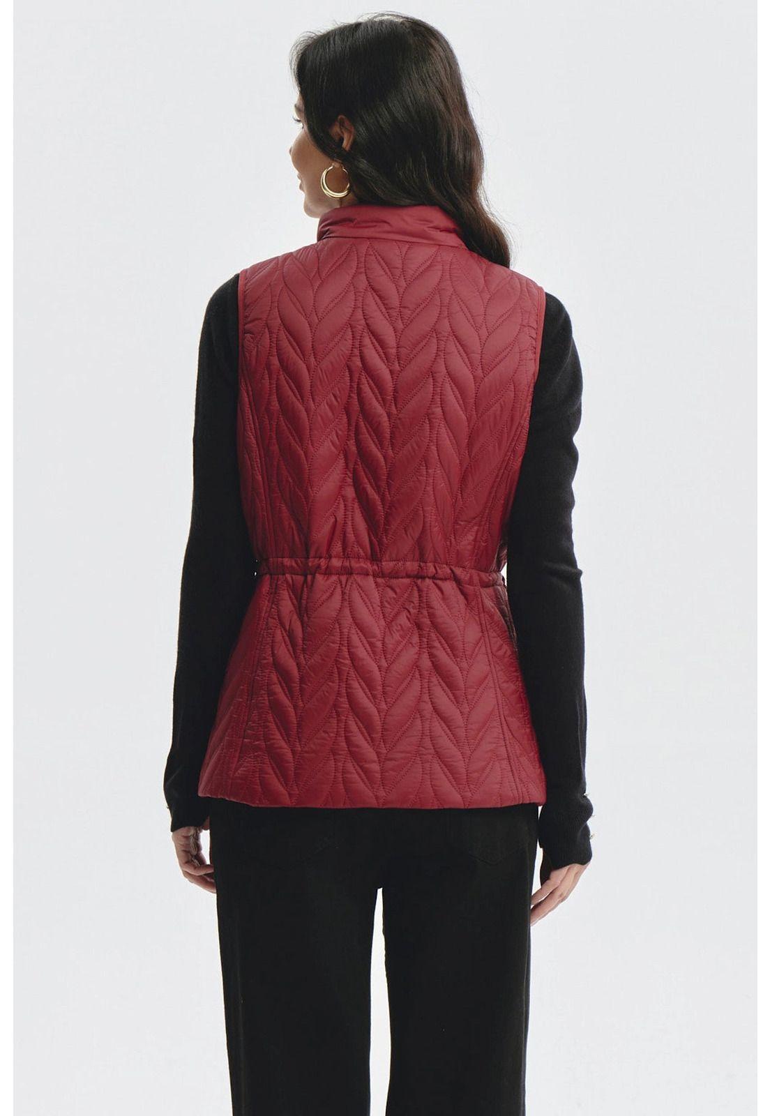 Parka Mujer Con Rombos Rojo Oscuro-2