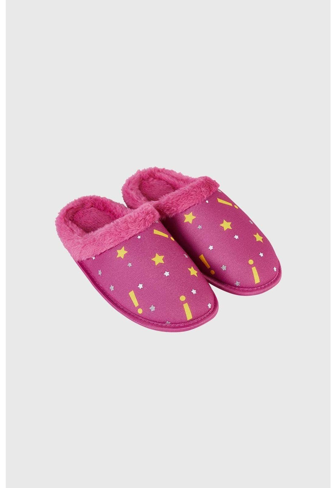 Pantufla Mujer Estampada Fucsia-1