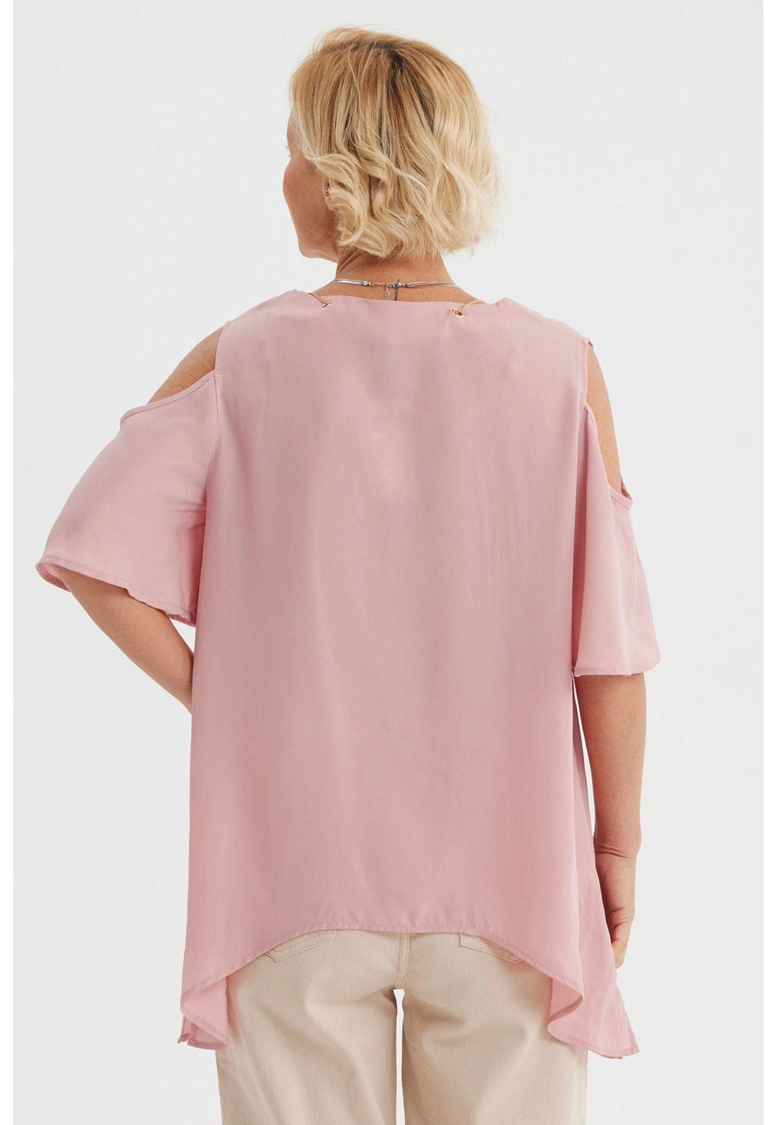 Blusa Mujer Flare Cuello V Palo Rosa-2