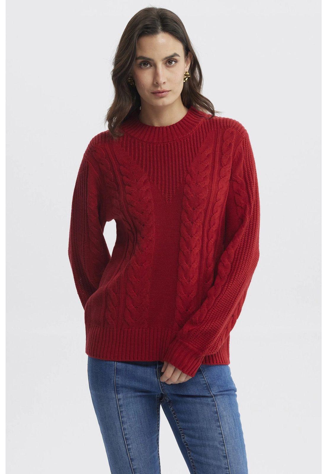 Sweater Mujer Oversize Rojo Oscuro-0