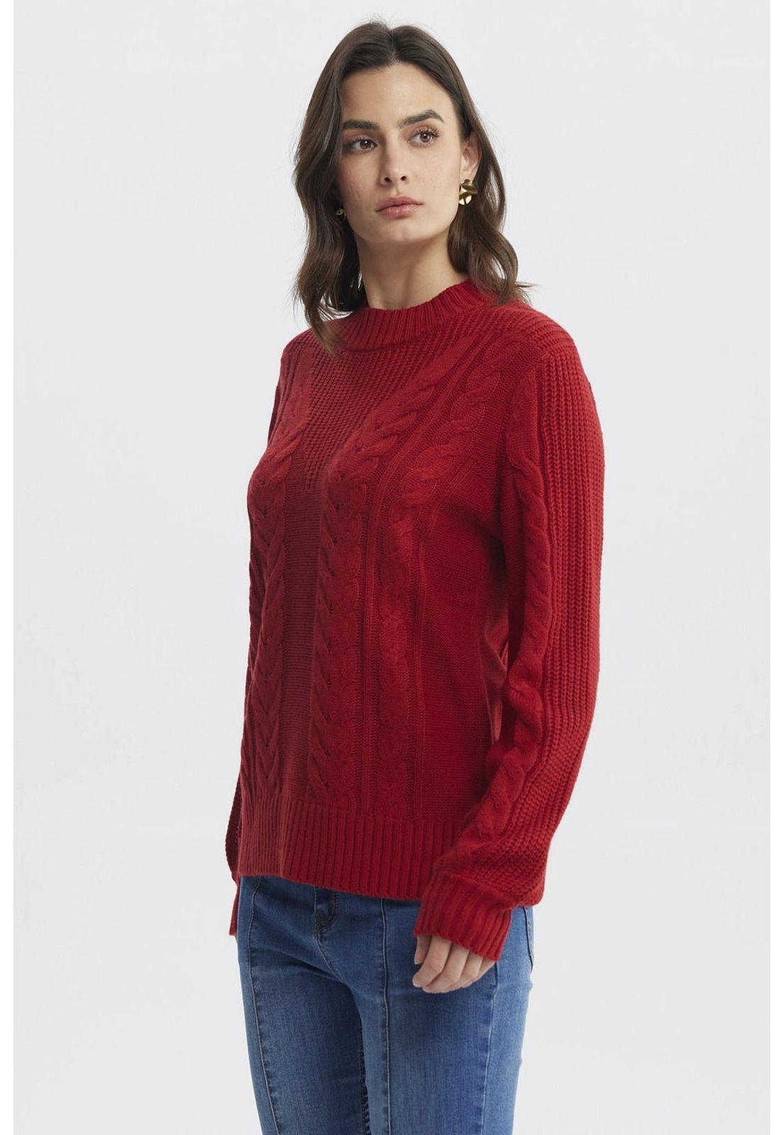 Sweater Mujer Oversize Rojo Oscuro-1