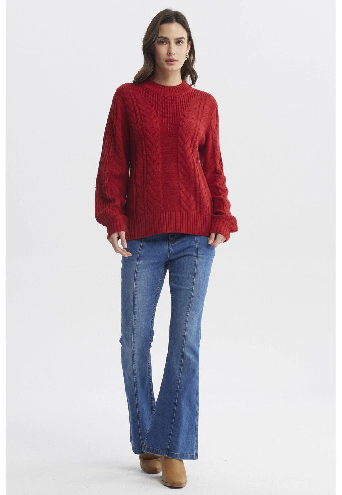Sweater Mujer Oversize Rojo Oscuro-3