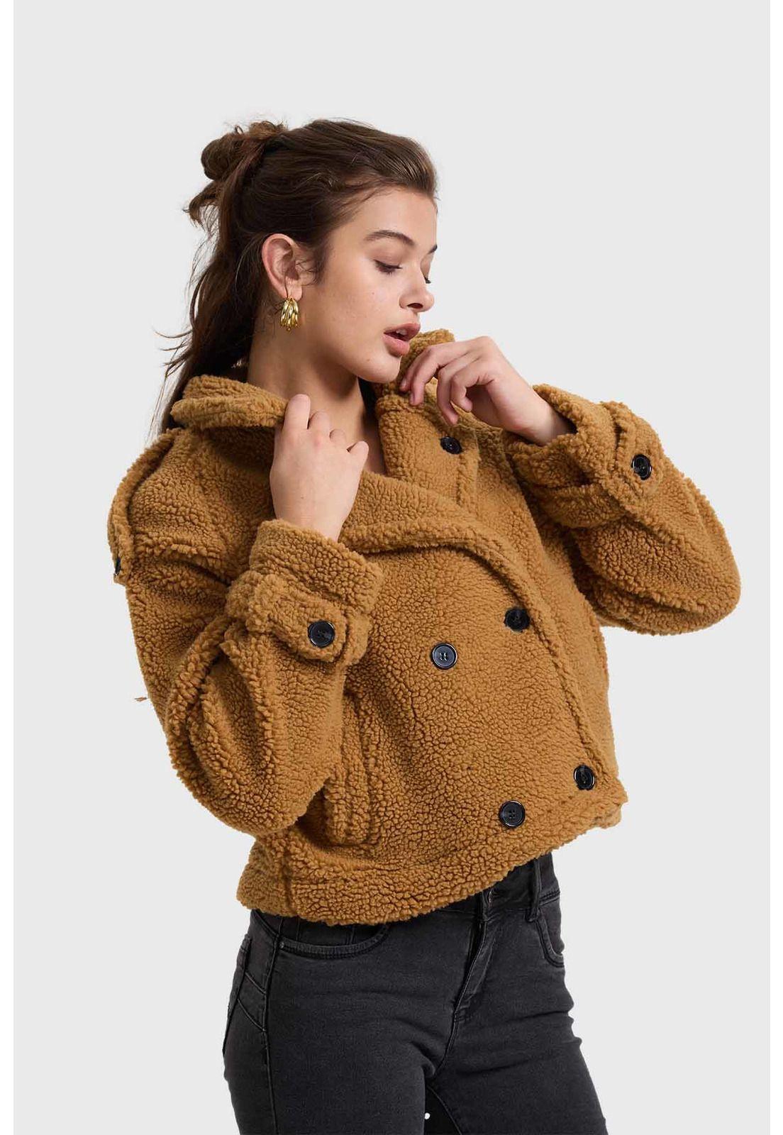 Chaqueta Mujer Polar Camel-1