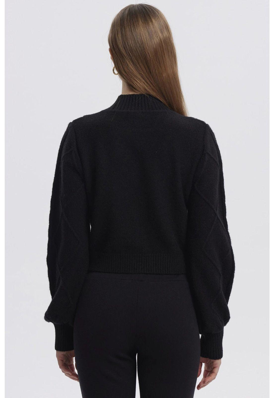 Sweater Mujer Liso Negro - ll-2