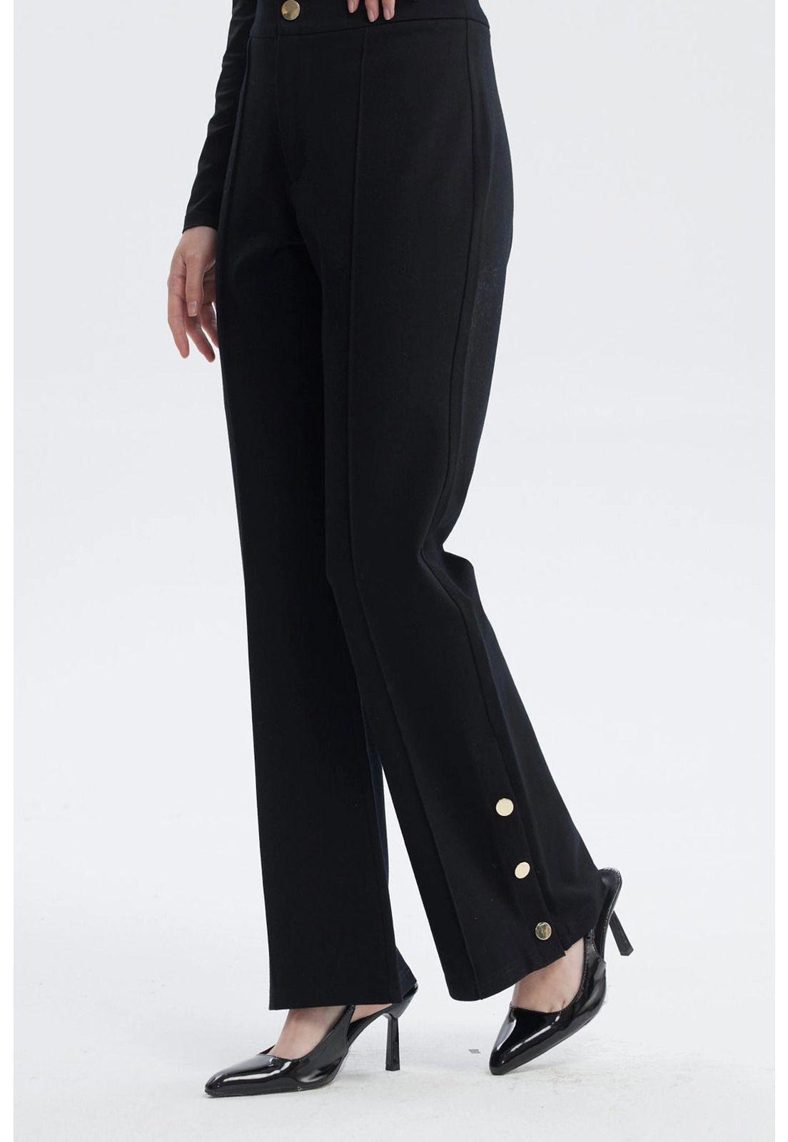 Pantalón Mujer Leve Flare Negro-1