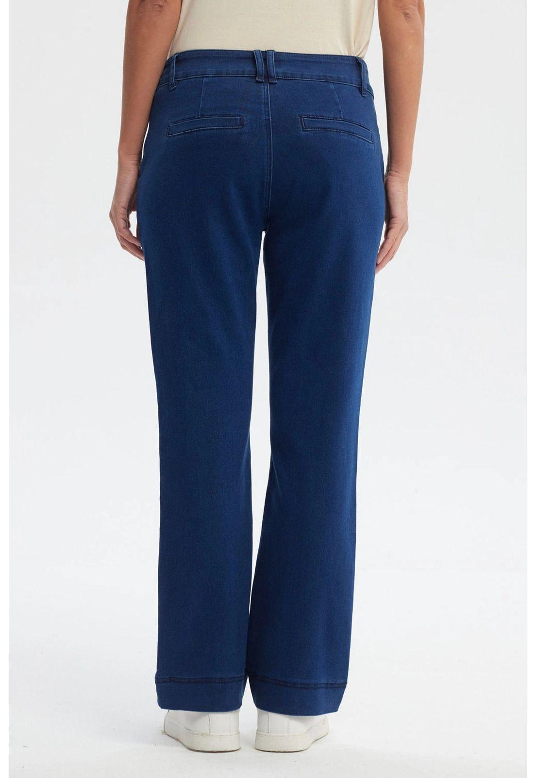 Jeans Mujer Calce Recto Tiro Alto Azul - ll-2