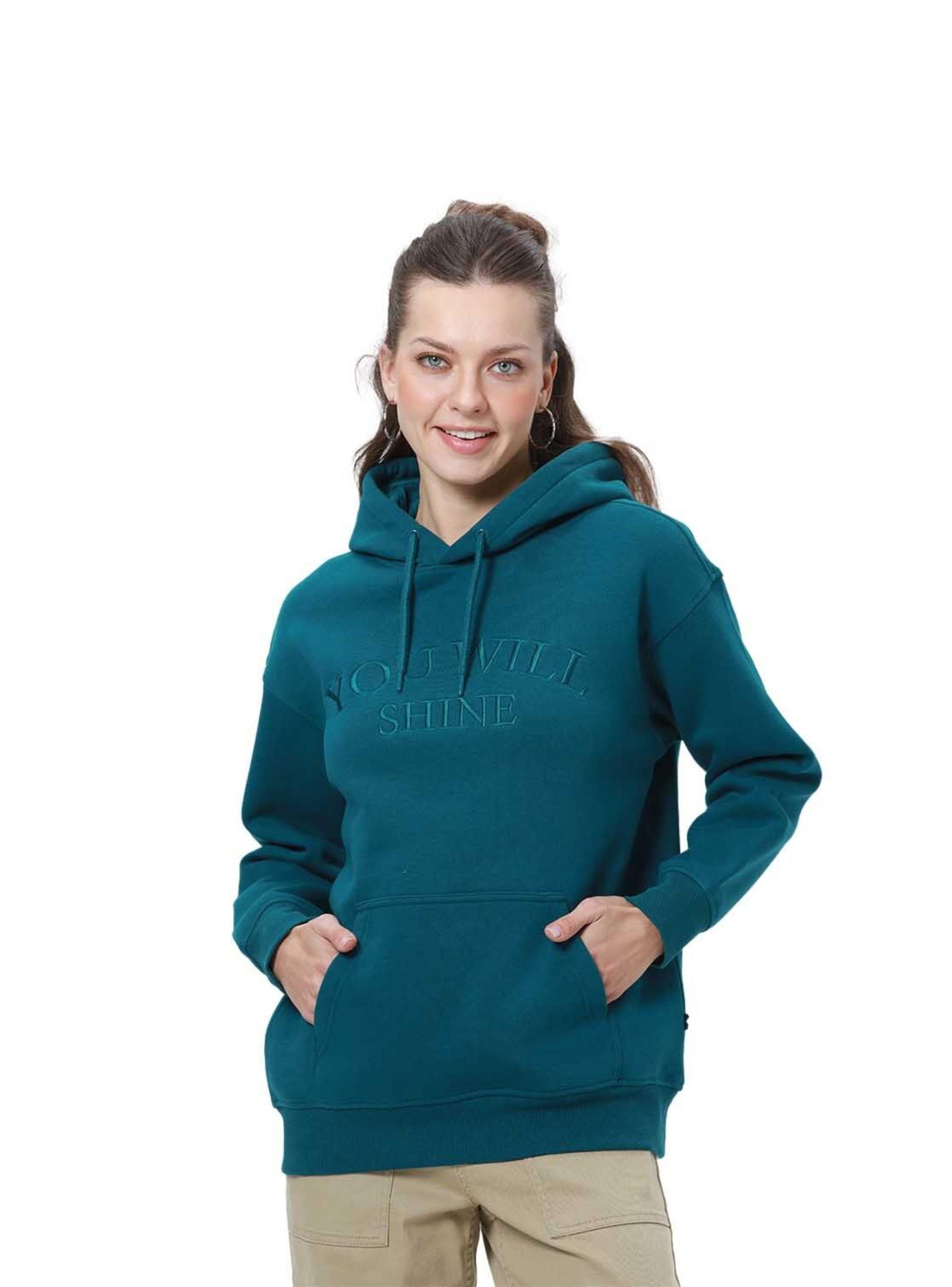 Polerón Mujer Canguro Print Verde Esmeralda-0