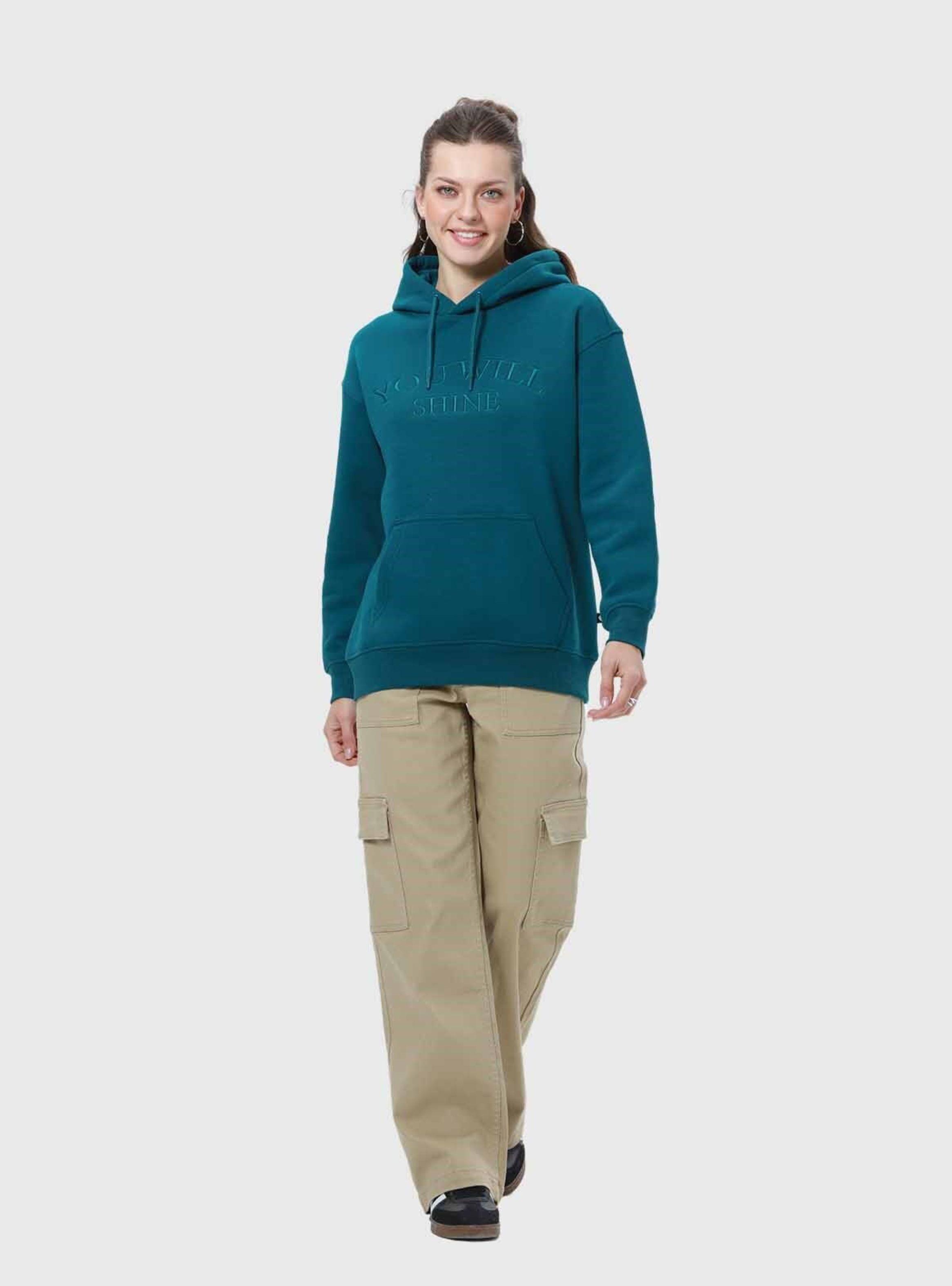 Polerón Mujer Canguro Print Verde Esmeralda-2