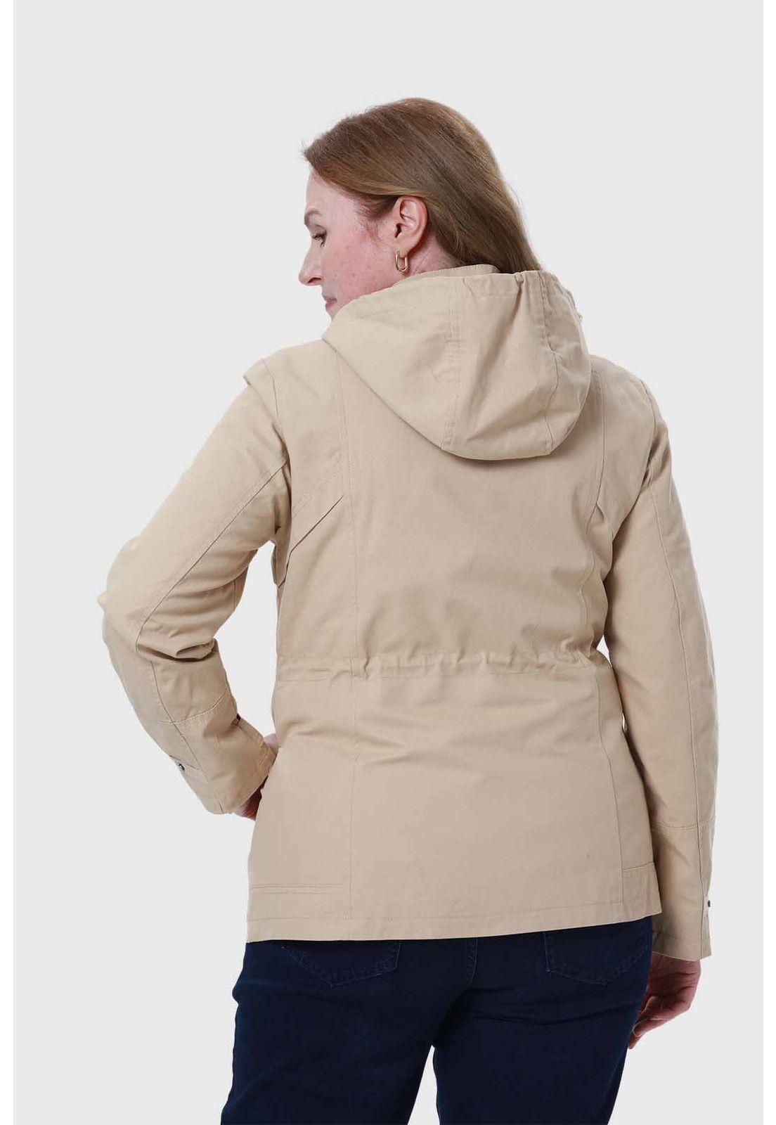Chaqueta Mujer Con Gorro Beige-2
