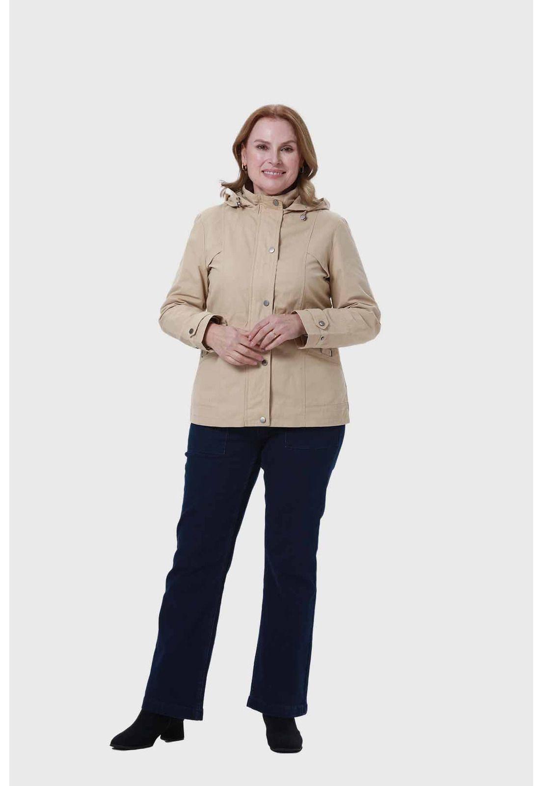 Chaqueta Mujer Con Gorro Beige-3