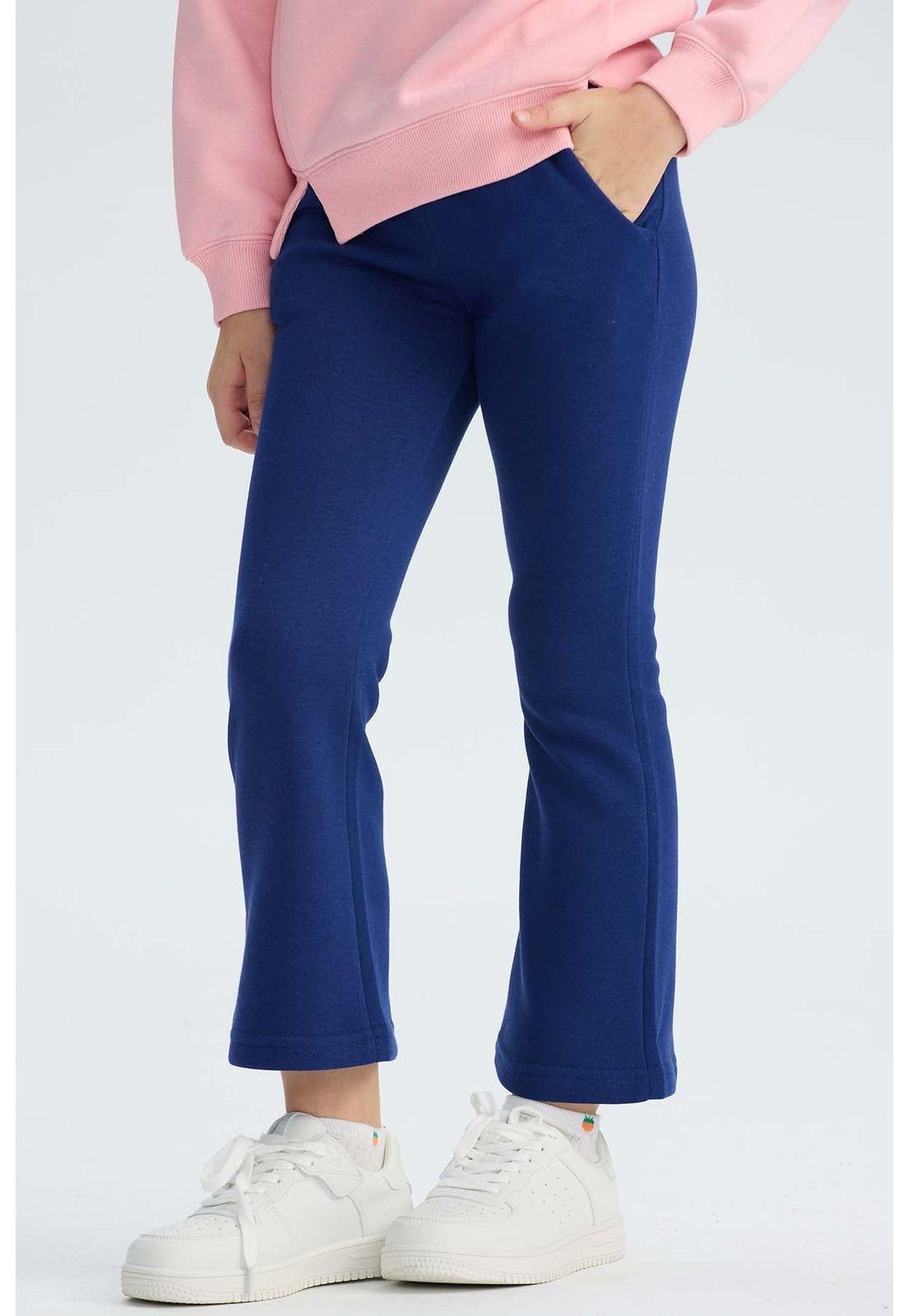 Calza Niña Calce Recto Lisa Azul Oscuro-0