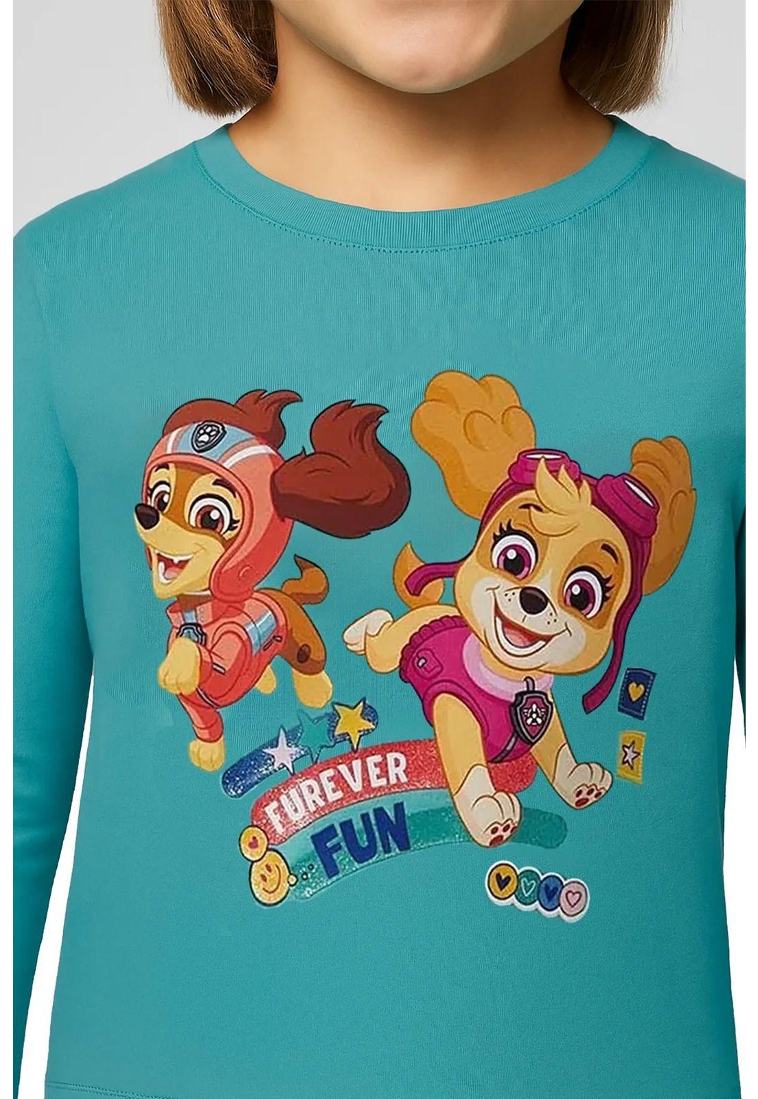 Polera Niña Print Turquesa-3