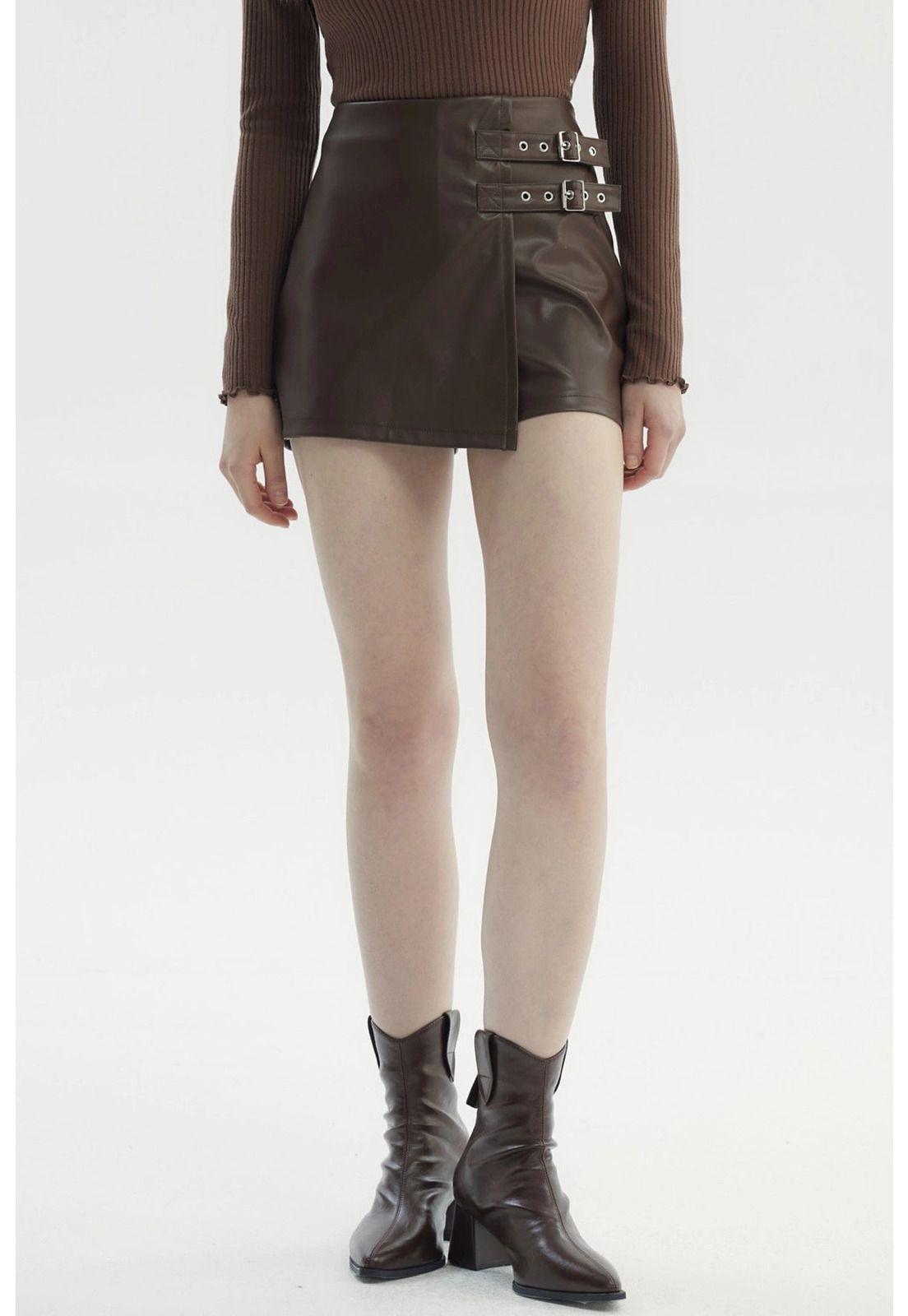 Falda Mujer Deobel Hebilla Chocolate-0