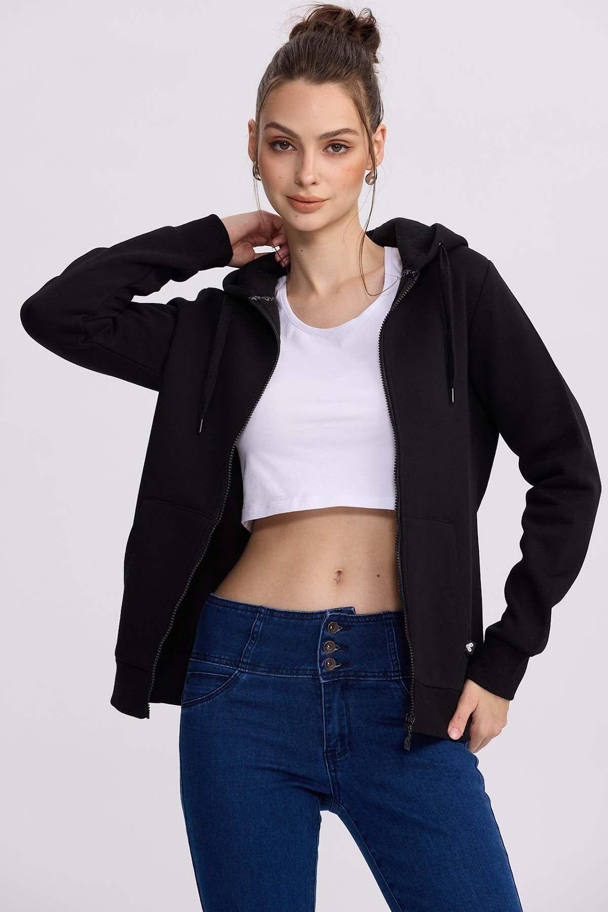 Polerón Mujer Hoodie Negro II-0