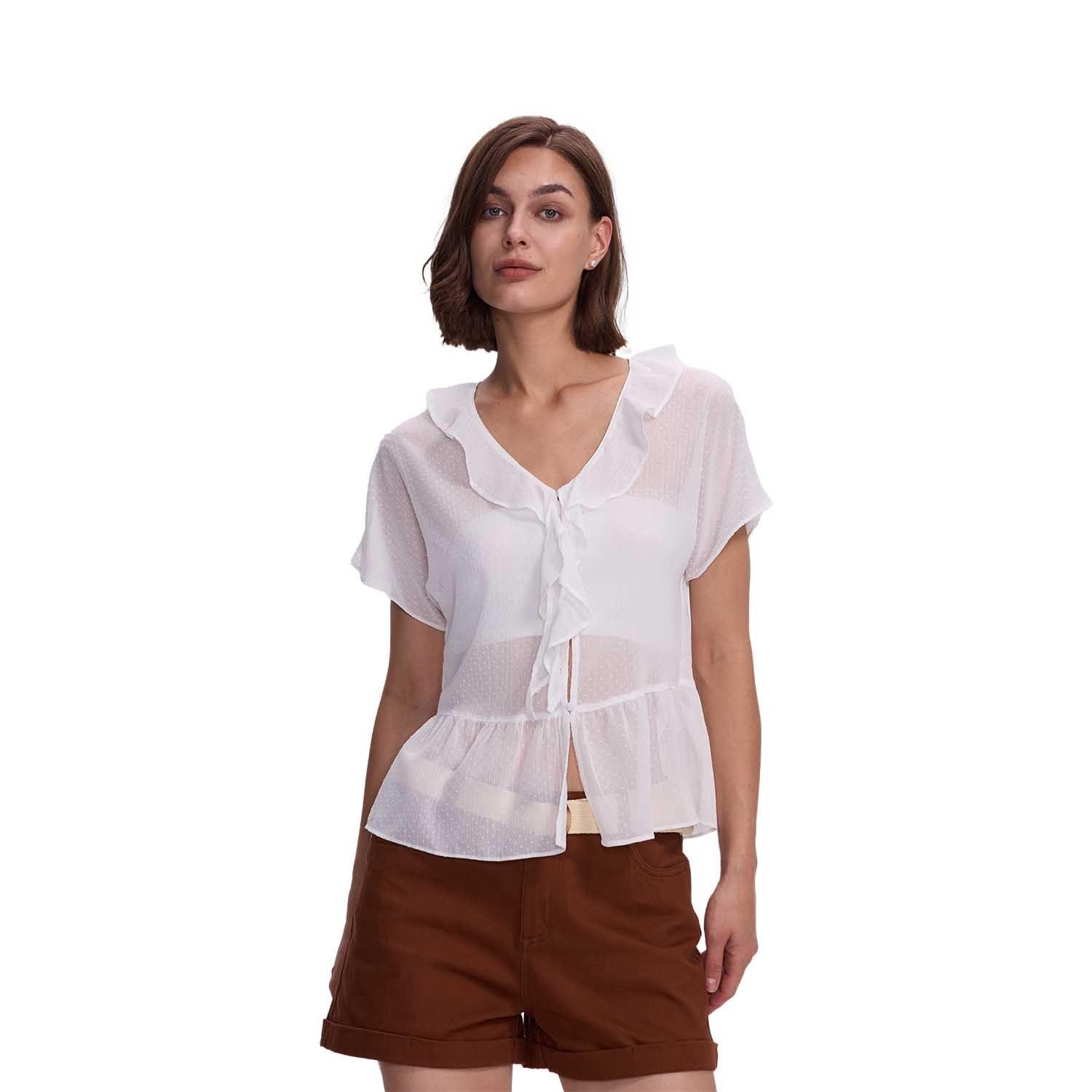 Blusa Mujer Abotonada Aplicación Crudo I Fashion's Park-0