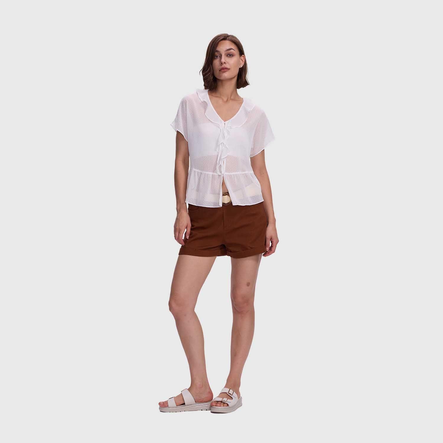 Blusa Mujer Abotonada Aplicación Crudo I Fashion's Park-3